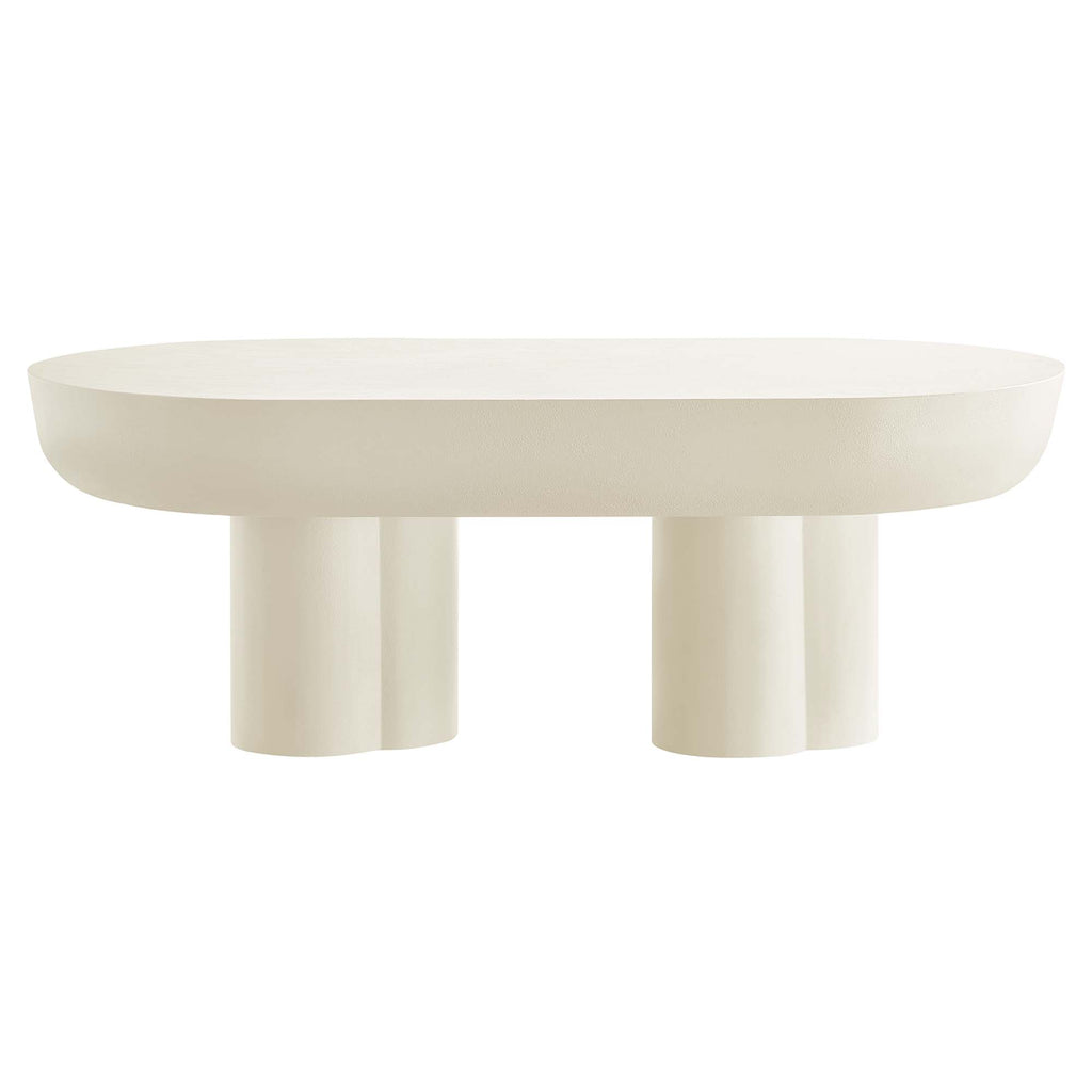 Caspian Oval Concrete Coffee Table - White