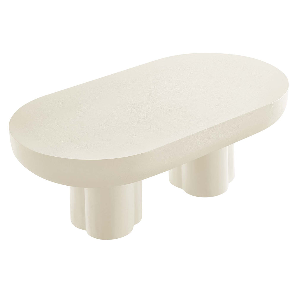 Caspian Oval Concrete Coffee Table - White