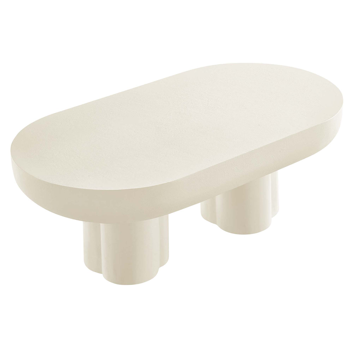 Caspian Oval Concrete Coffee Table - White