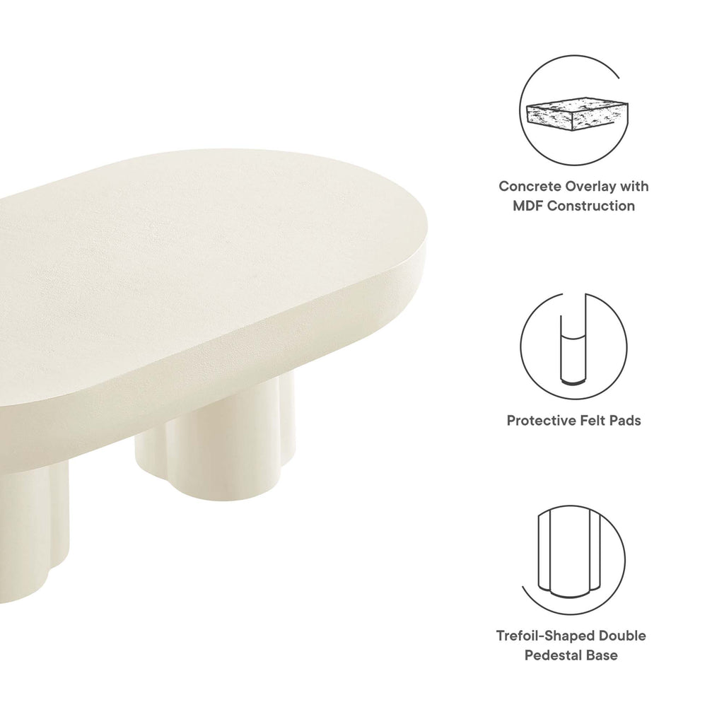 Caspian Oval Concrete Coffee Table - White