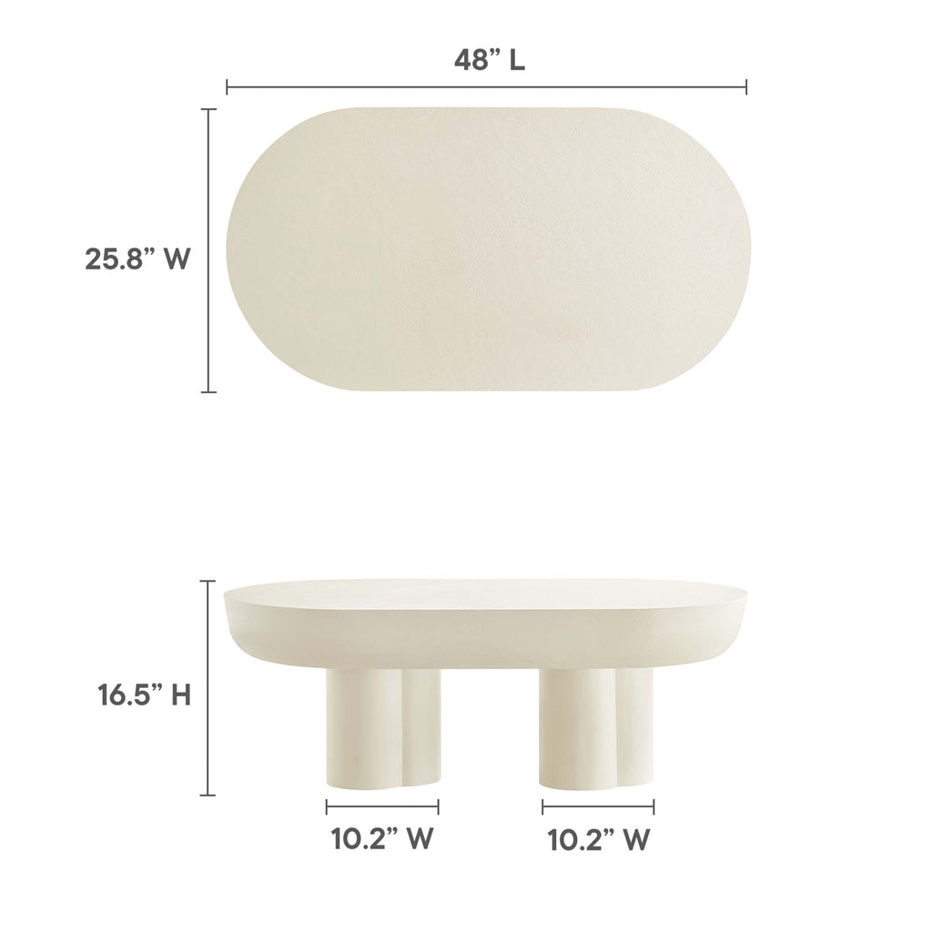 Caspian Oval Concrete Coffee Table - White