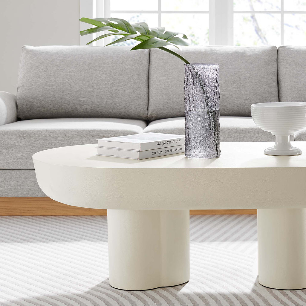 Caspian Oval Concrete Coffee Table - White