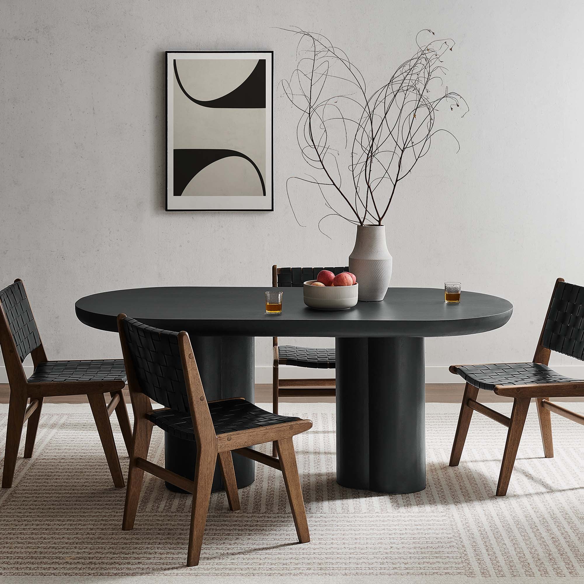 Caspian 72" Oval Concrete Dining Table - Black