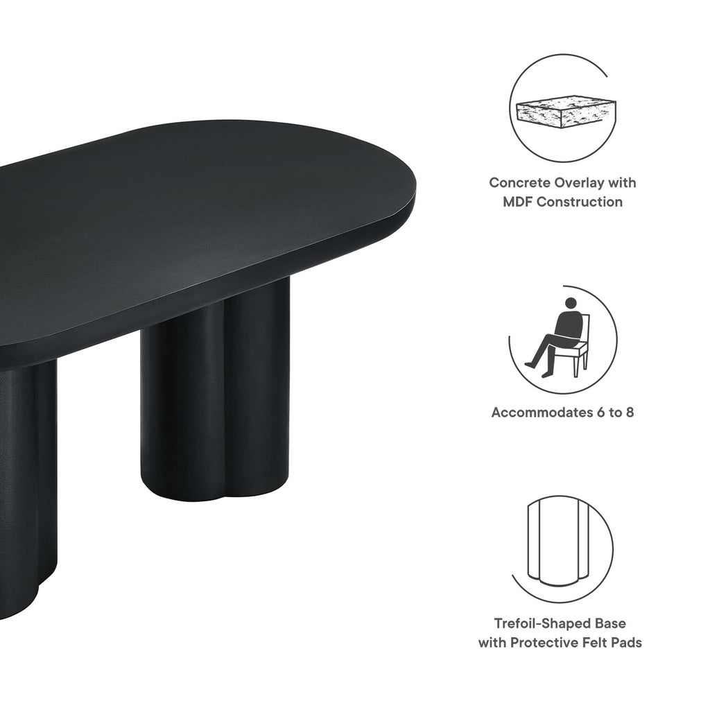 Caspian 72" Oval Concrete Dining Table - Black