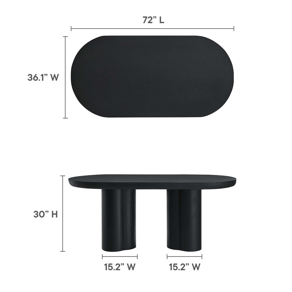 Caspian 72" Oval Concrete Dining Table - Black