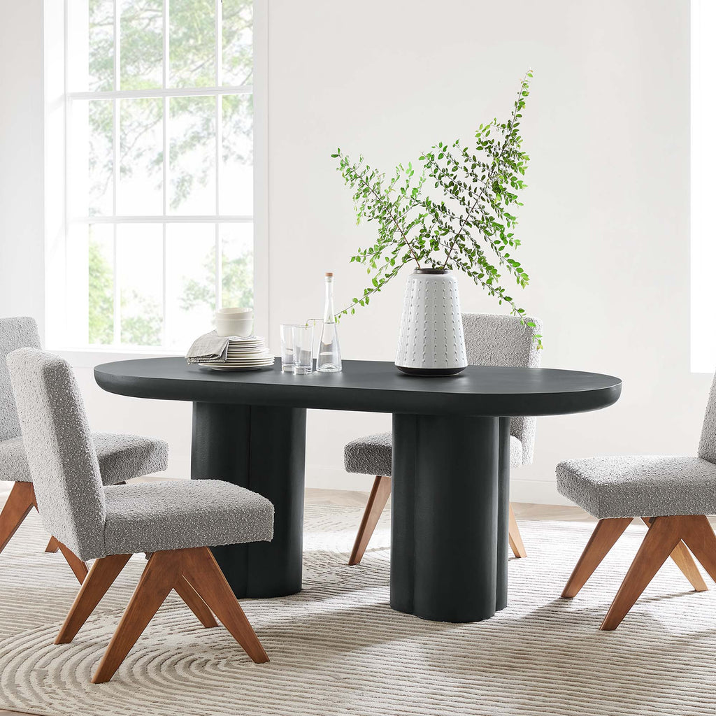 Caspian 72" Oval Concrete Dining Table - Black