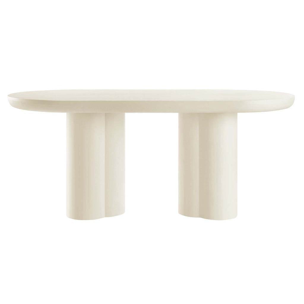 Caspian 72" Oval Concrete Dining Table - White