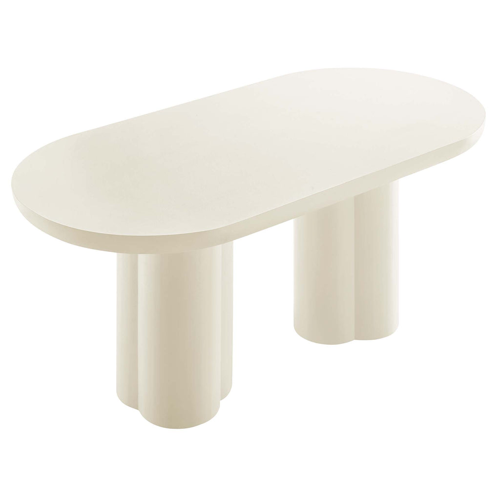 Caspian 72" Oval Concrete Dining Table - White