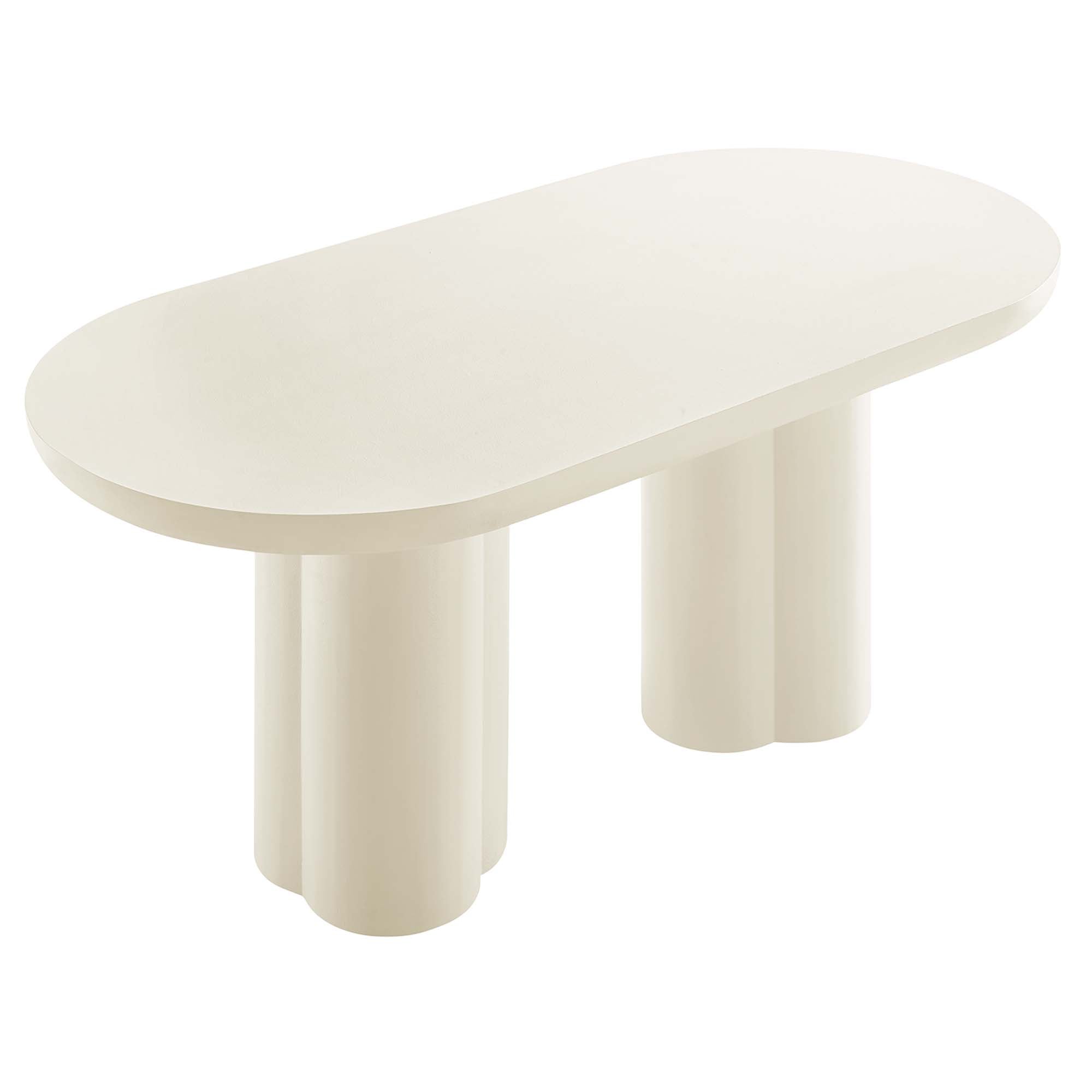 Caspian 72" Oval Concrete Dining Table - White