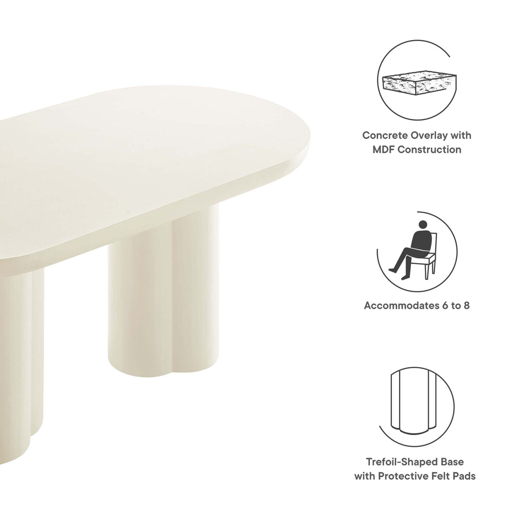 Caspian 72" Oval Concrete Dining Table - White