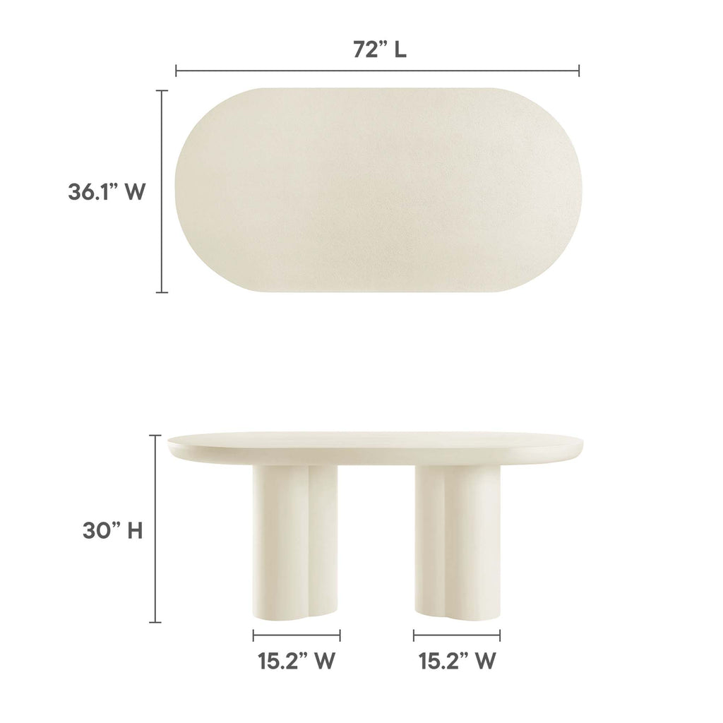 Caspian 72" Oval Concrete Dining Table - White