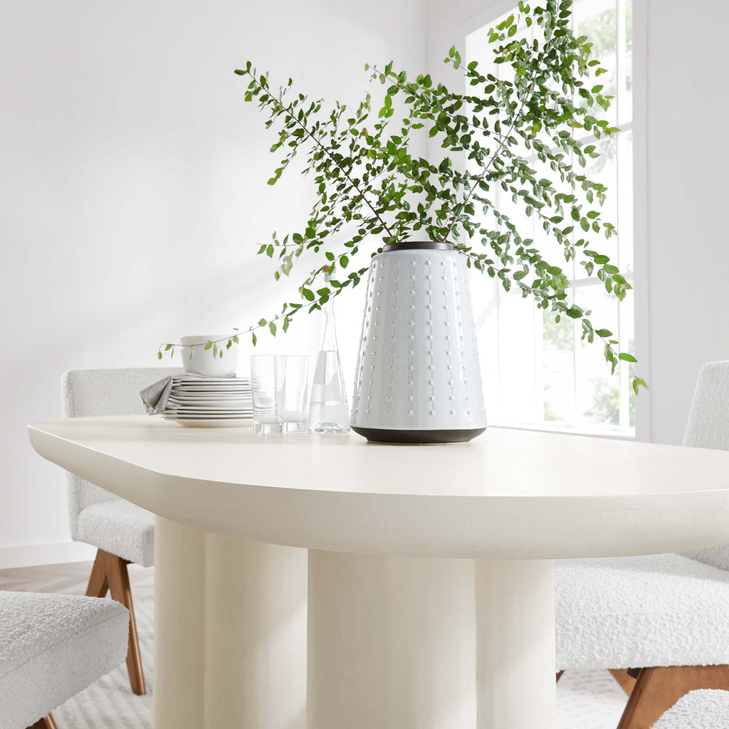 Caspian 72" Oval Concrete Dining Table - White