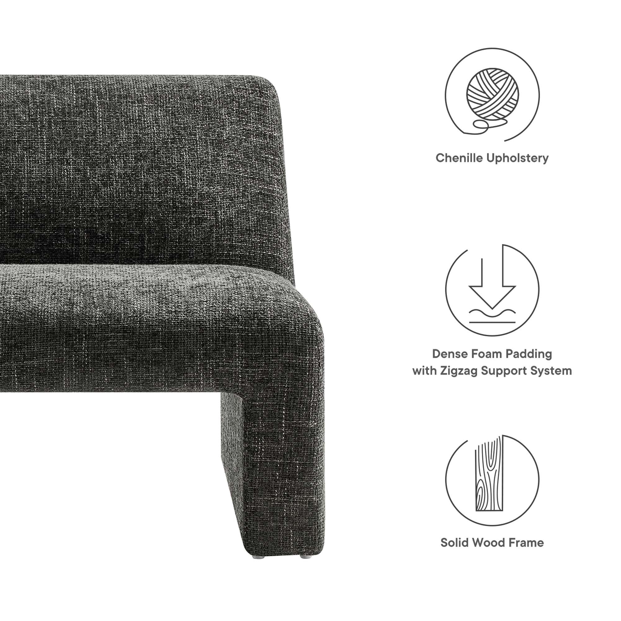 Amita Chenille Upholstered Accent Chair - Carbon Black