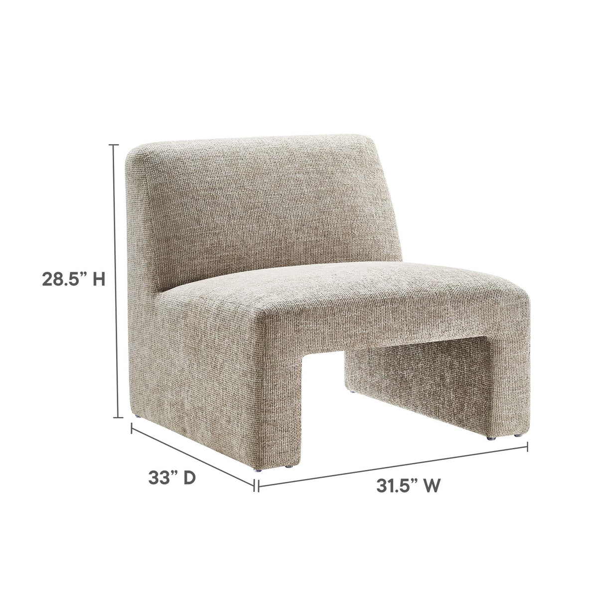 Amita Chenille Upholstered Accent Chair - Khaki