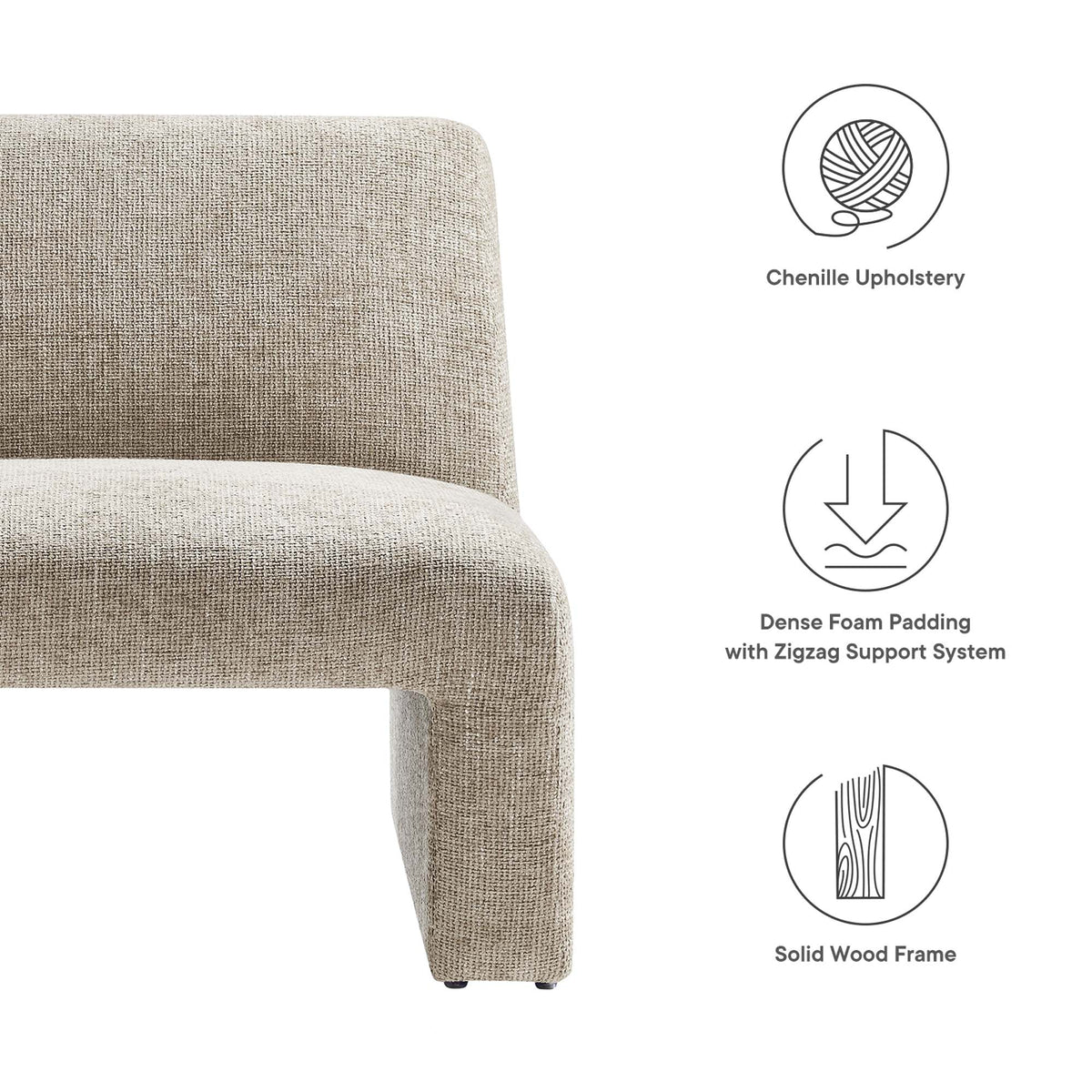 Amita Chenille Upholstered Accent Chair - Khaki