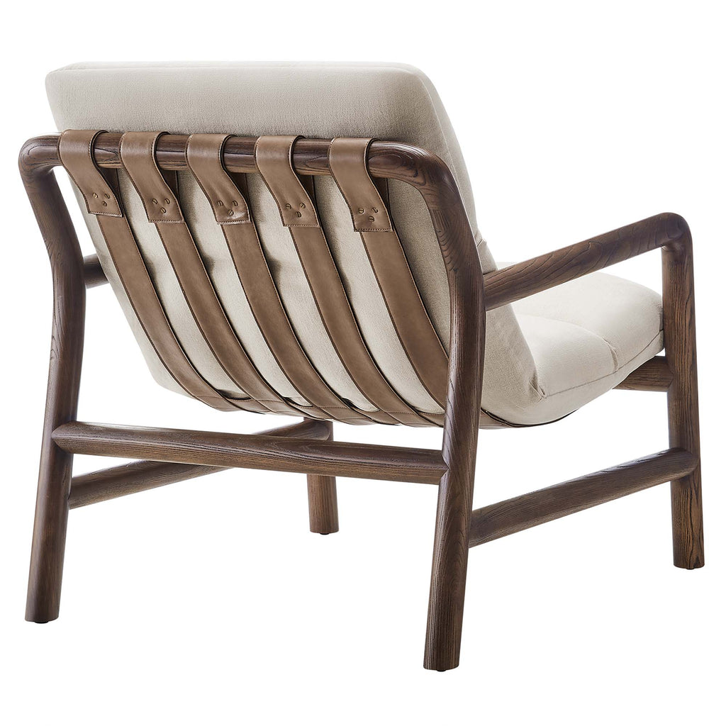 Paxton Wood Sling Chair - Dune Fabric Walnut