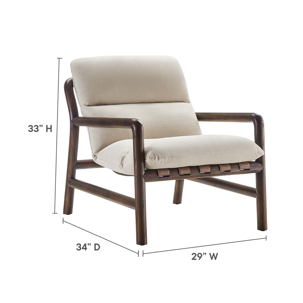 Paxton Wood Sling Chair - Dune Fabric Walnut