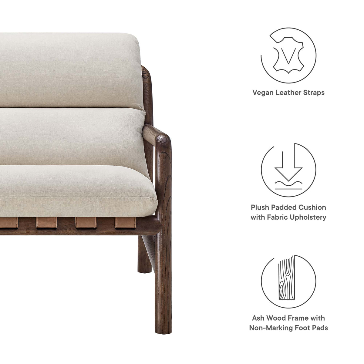 Paxton Wood Sling Chair - Dune Fabric Walnut