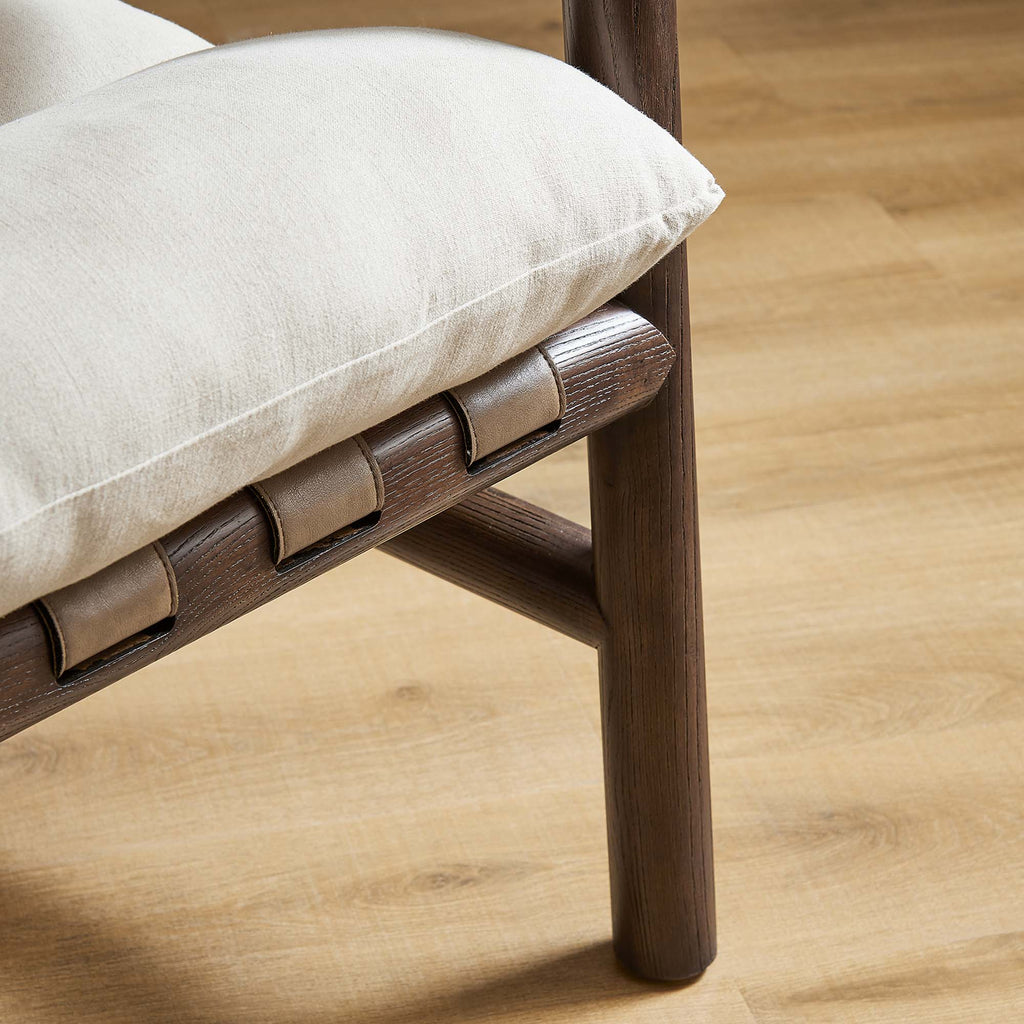 Paxton Wood Sling Chair - Dune Fabric Walnut