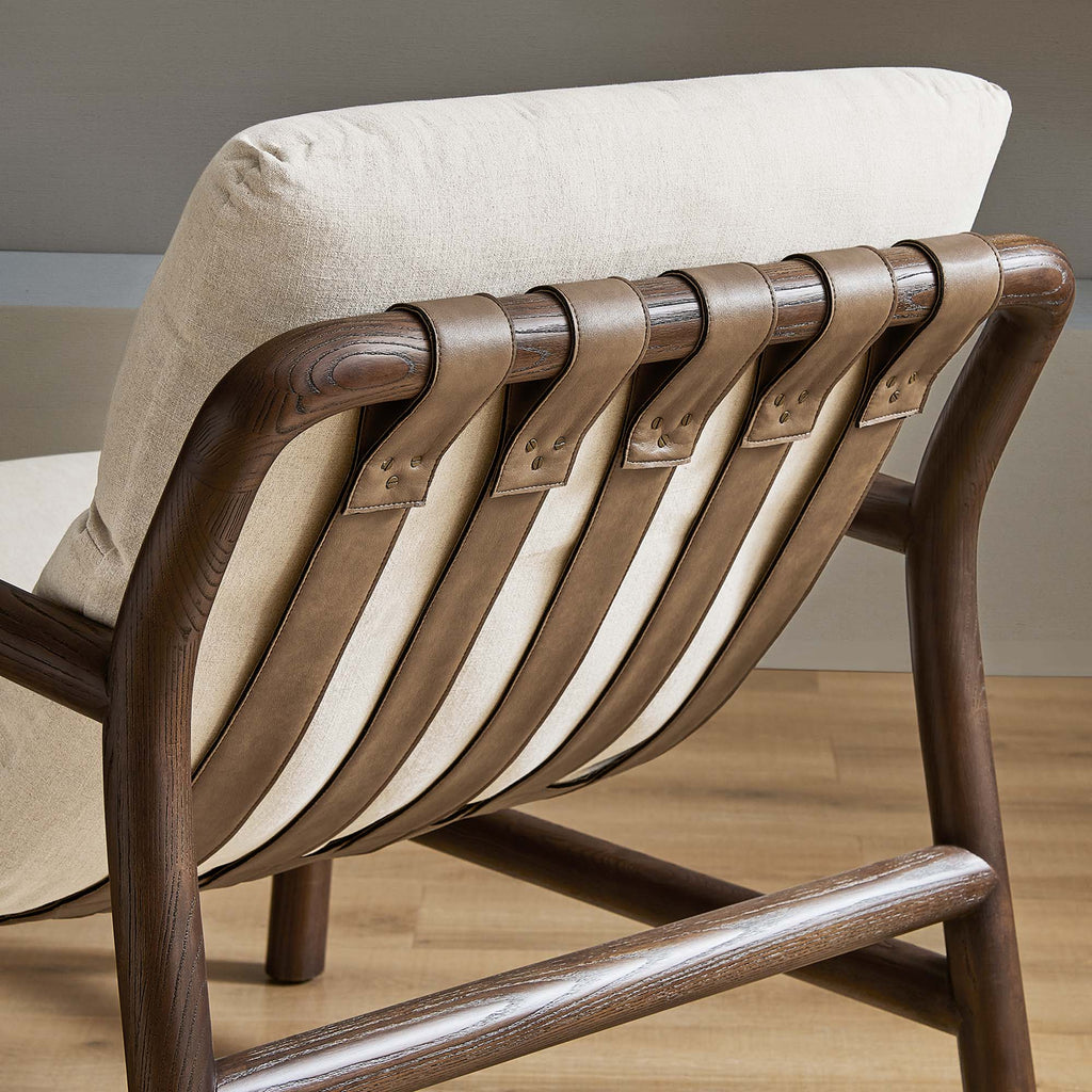 Paxton Wood Sling Chair - Dune Fabric Walnut