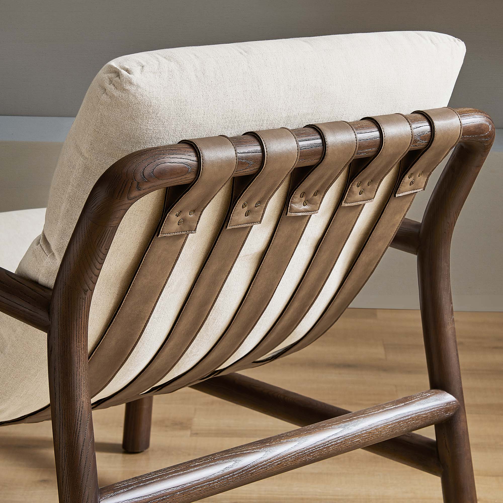 Paxton Wood Sling Chair - Dune Fabric Walnut