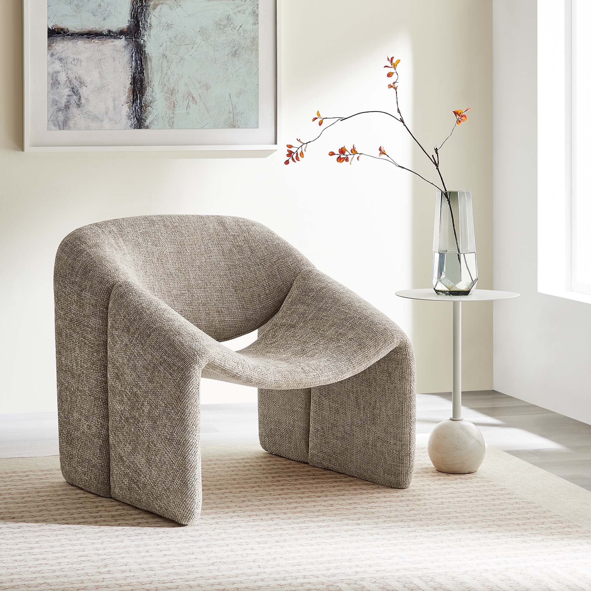 Vivi Chenille Upholstered Accent Chair - Khaki