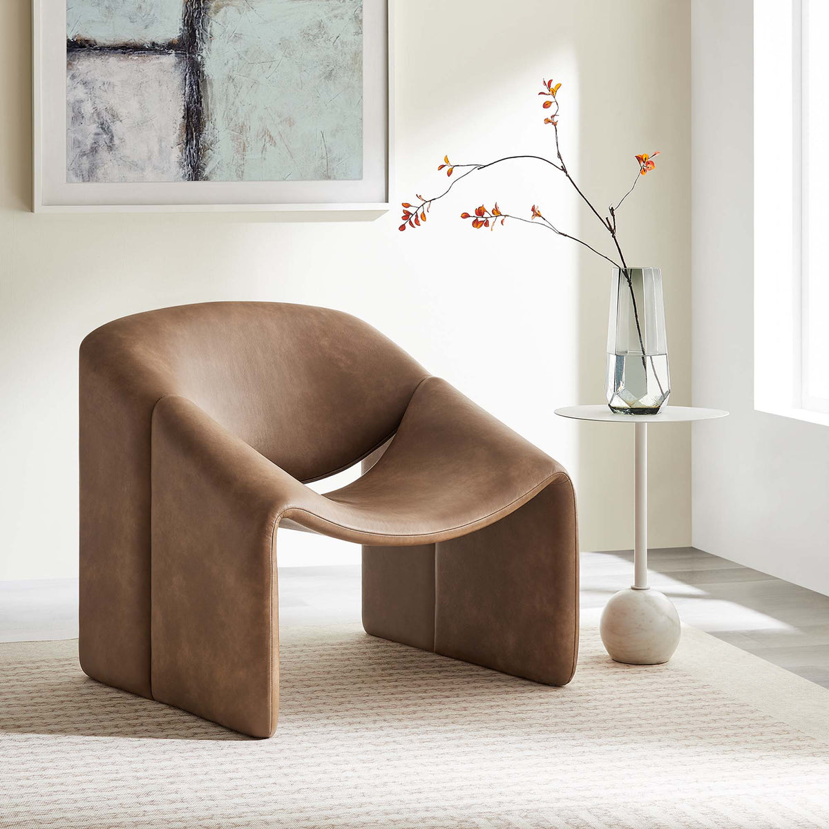 Vivi Vegan Leather Accent Chair - Brown