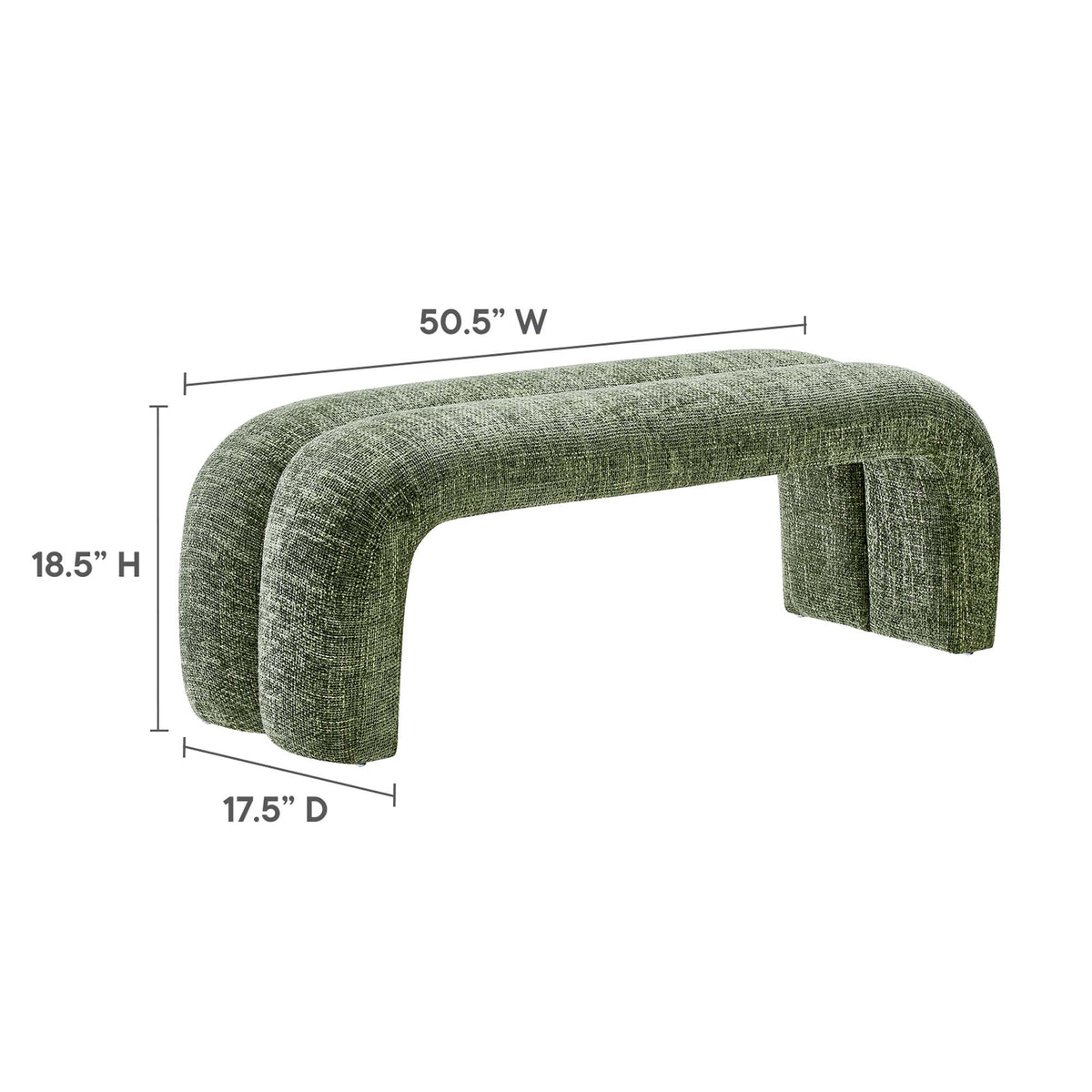Dax 50.5" Chenille Upholstered Accent Bench - Basil