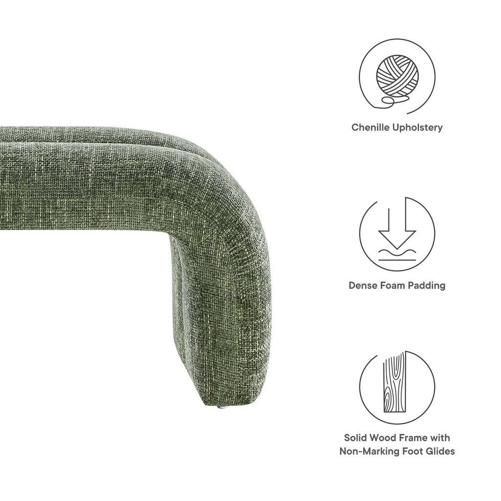 Dax 50.5" Chenille Upholstered Accent Bench - Basil