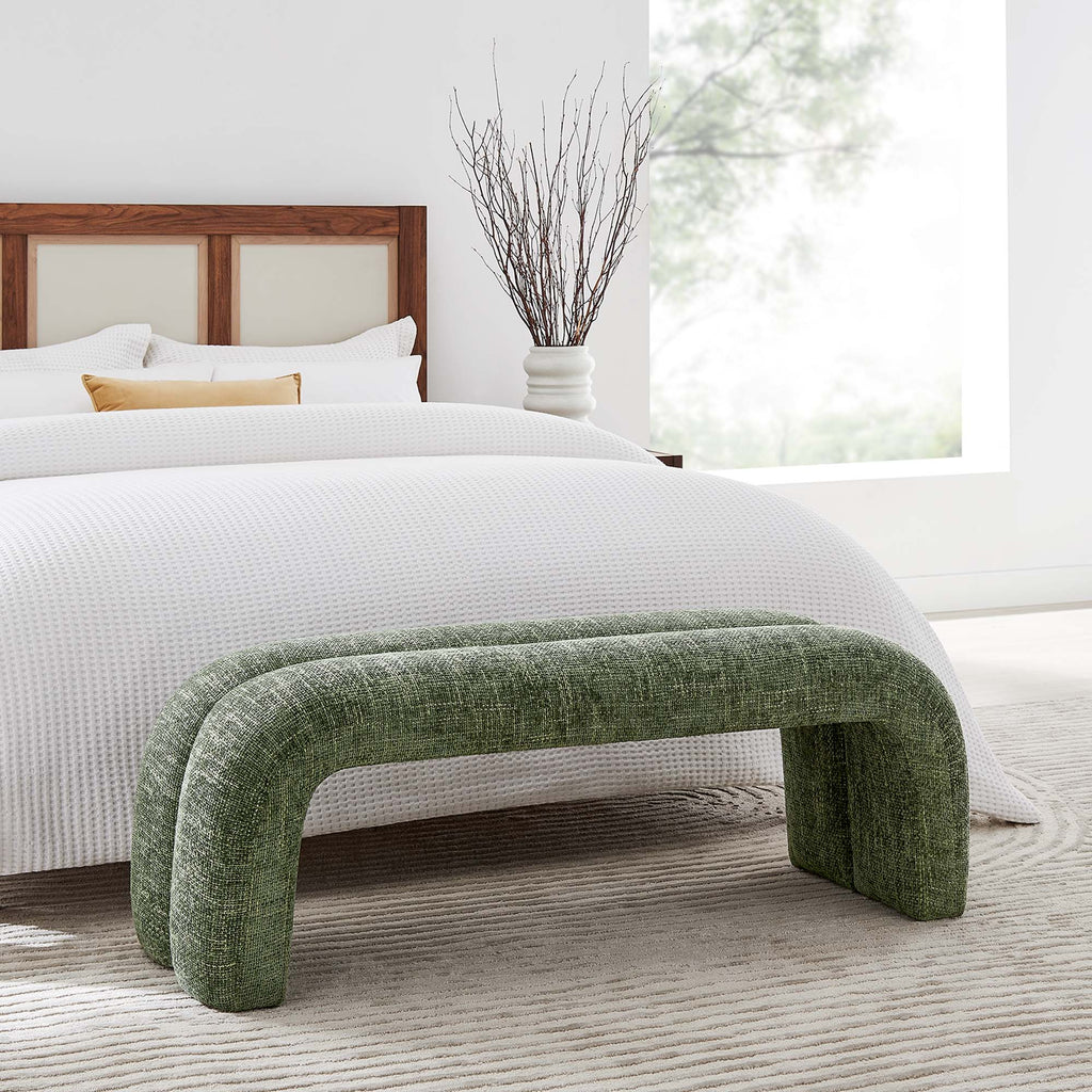 Dax 50.5" Chenille Upholstered Accent Bench - Basil