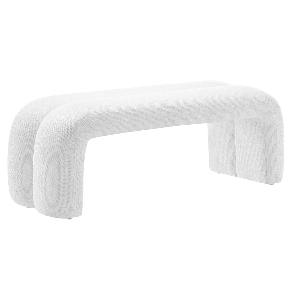 Dax 50.5" Chenille Upholstered Accent Bench - Frost