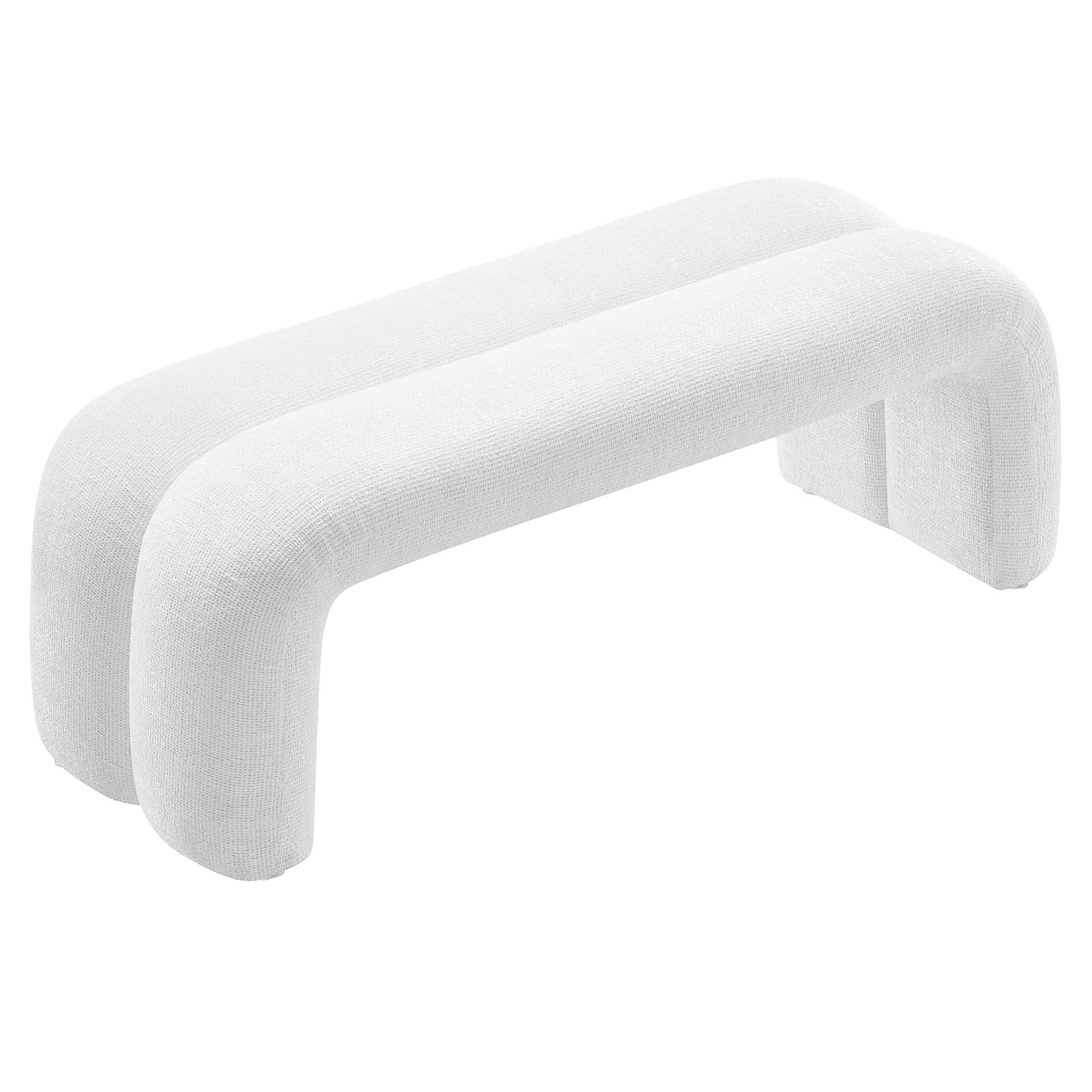 Dax 50.5" Chenille Upholstered Accent Bench - Frost