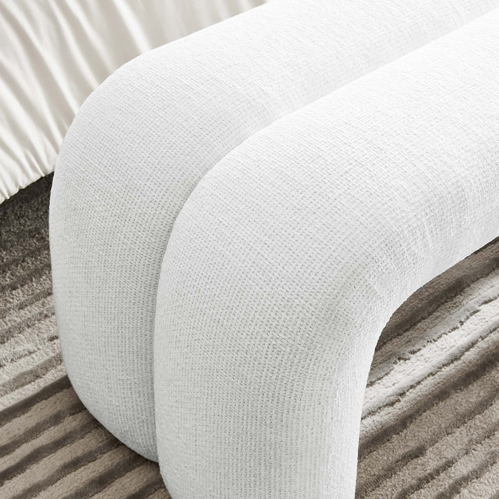 Dax 50.5" Chenille Upholstered Accent Bench - Frost
