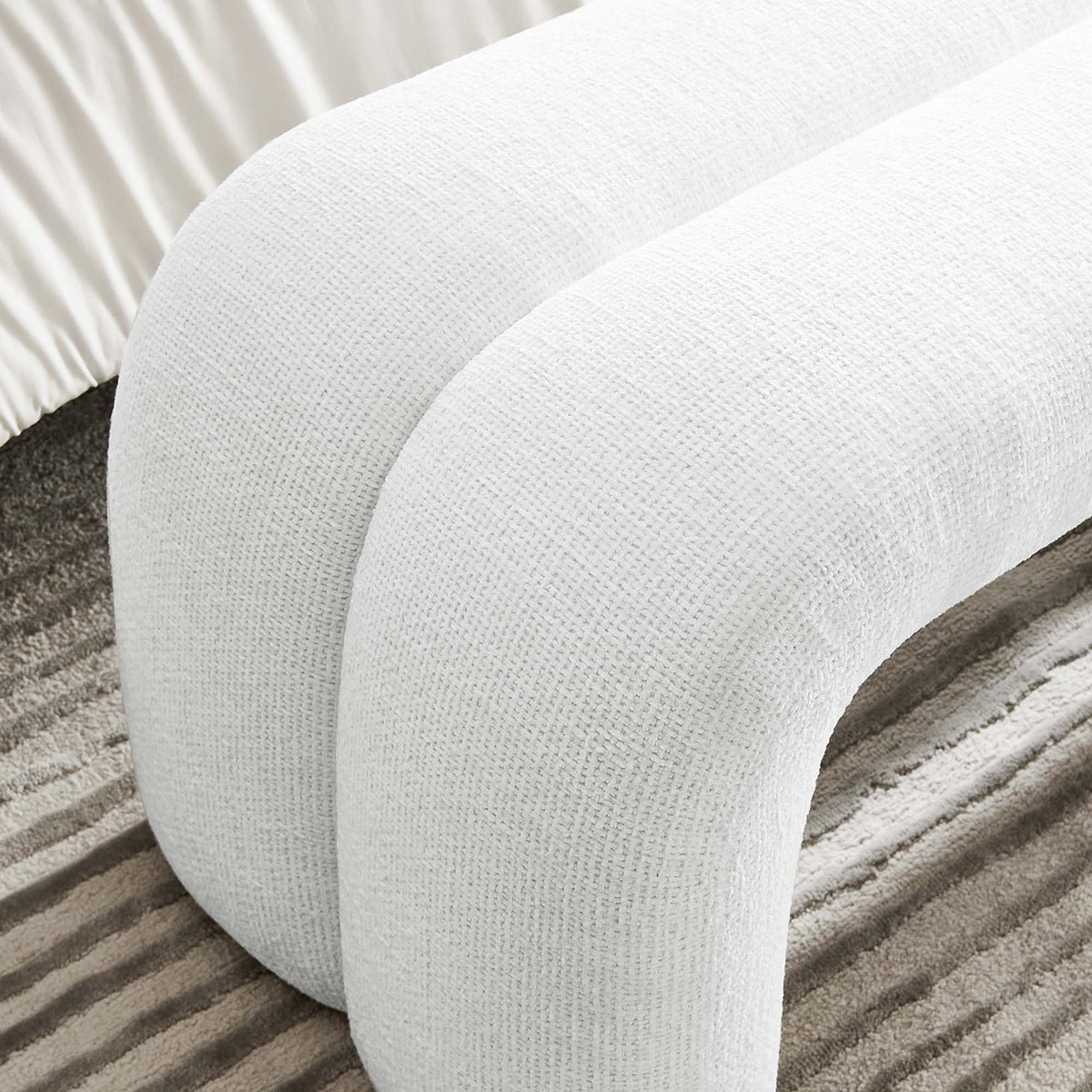 Dax 50.5" Chenille Upholstered Accent Bench - Frost