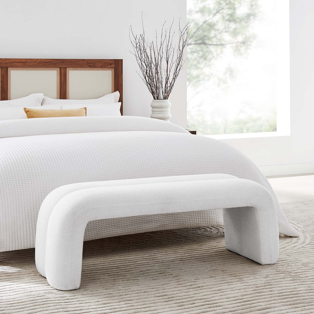 Dax 50.5" Chenille Upholstered Accent Bench - Frost