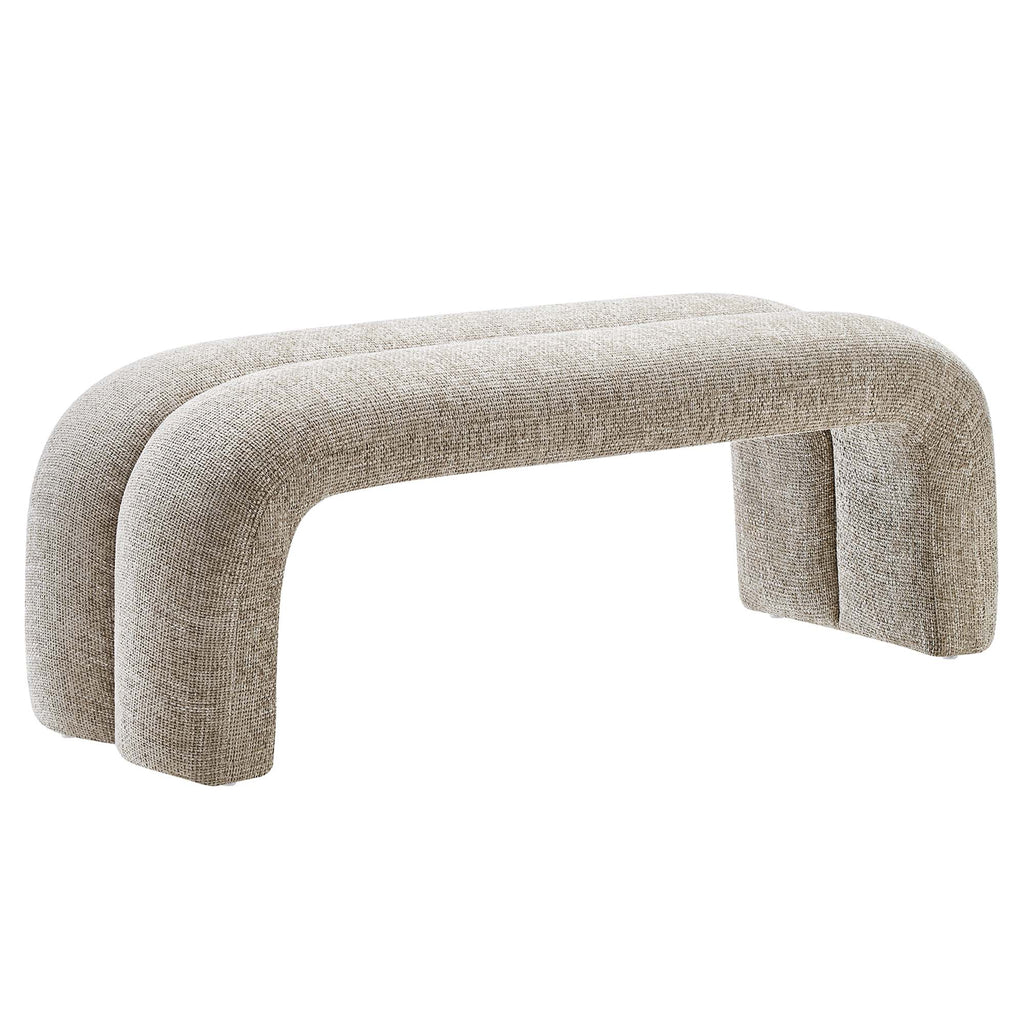 Dax 50.5" Chenille Upholstered Accent Bench - Khaki