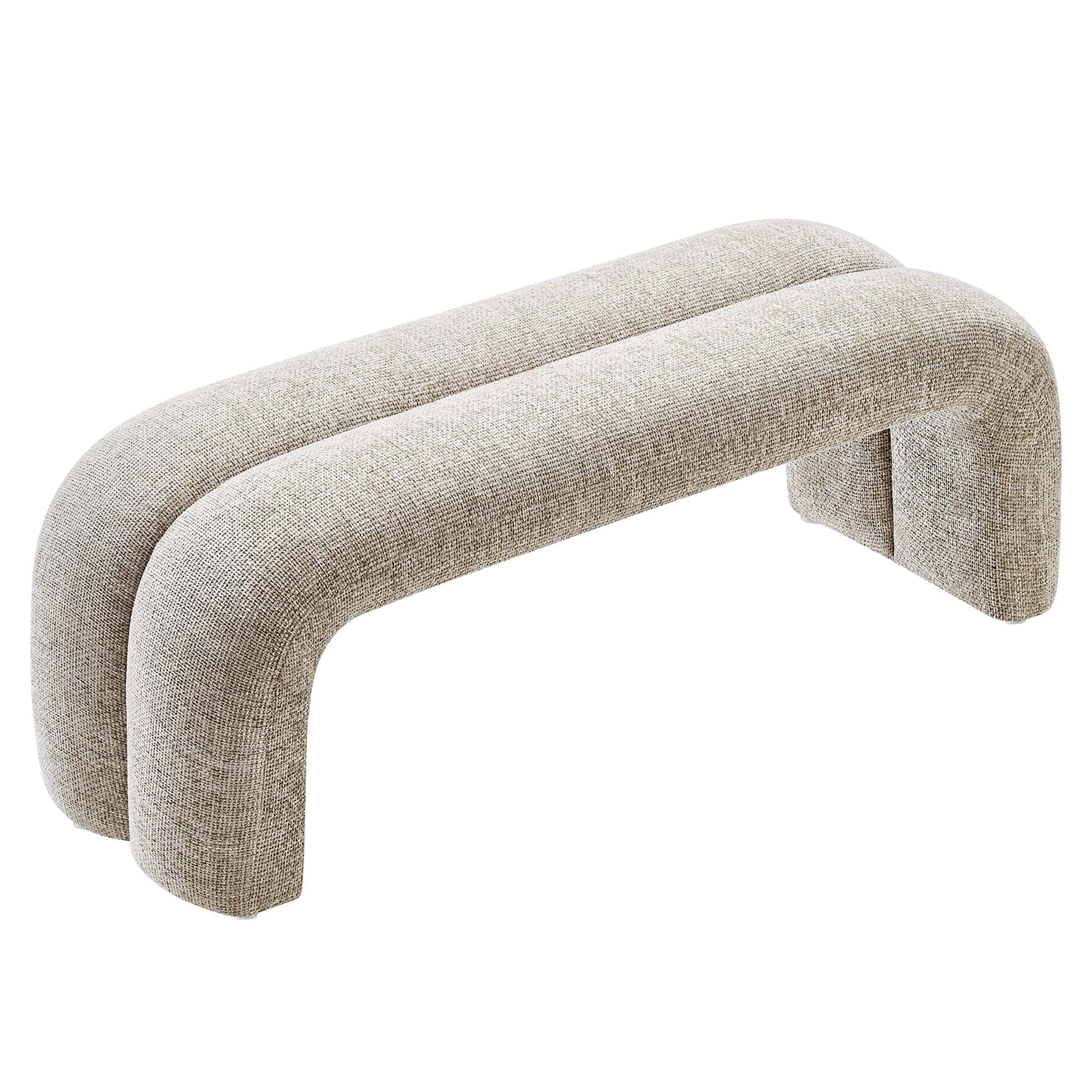 Dax 50.5" Chenille Upholstered Accent Bench - Khaki