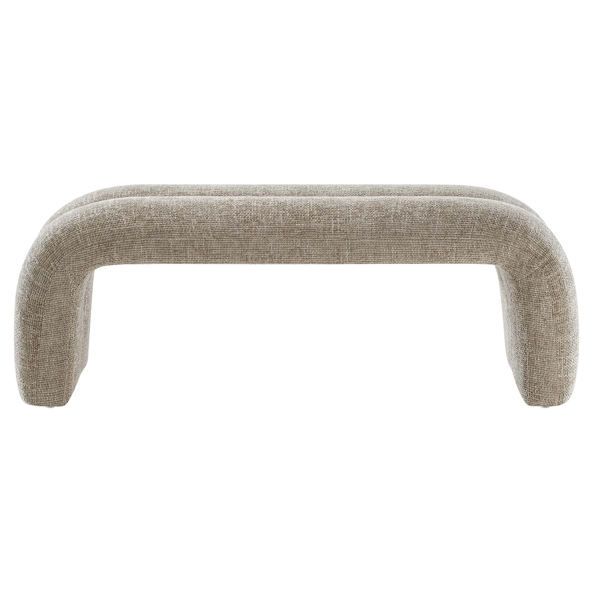 Dax 50.5" Chenille Upholstered Accent Bench - Khaki