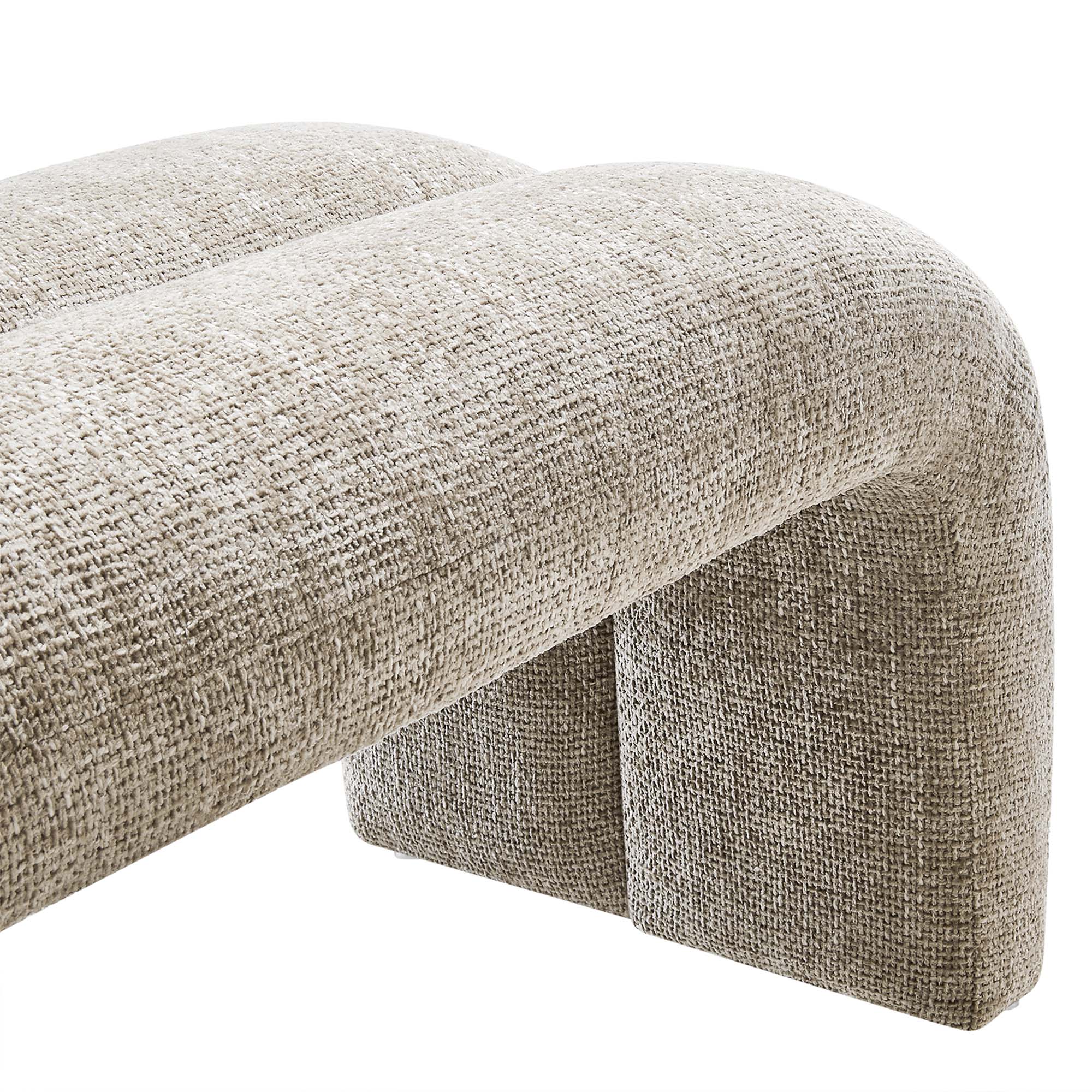 Dax 50.5" Chenille Upholstered Accent Bench - Khaki