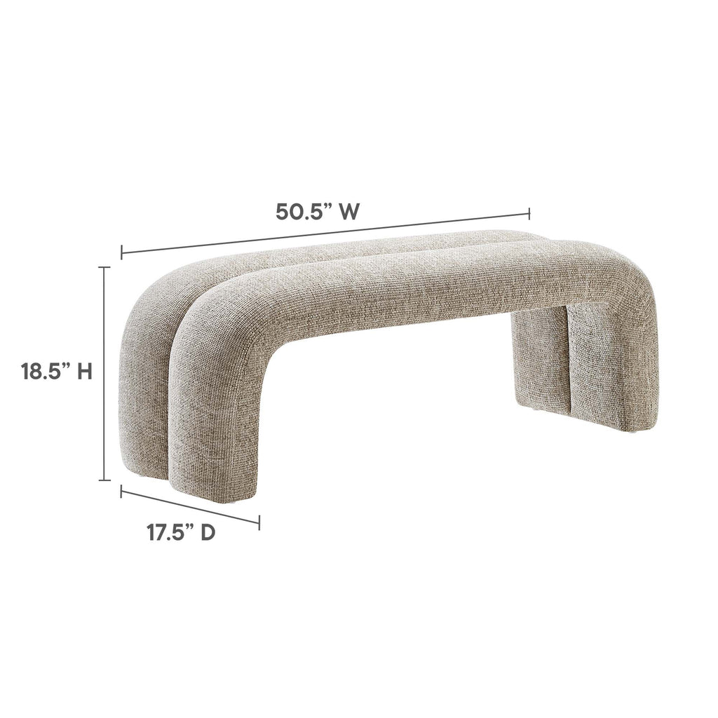 Dax 50.5" Chenille Upholstered Accent Bench - Khaki