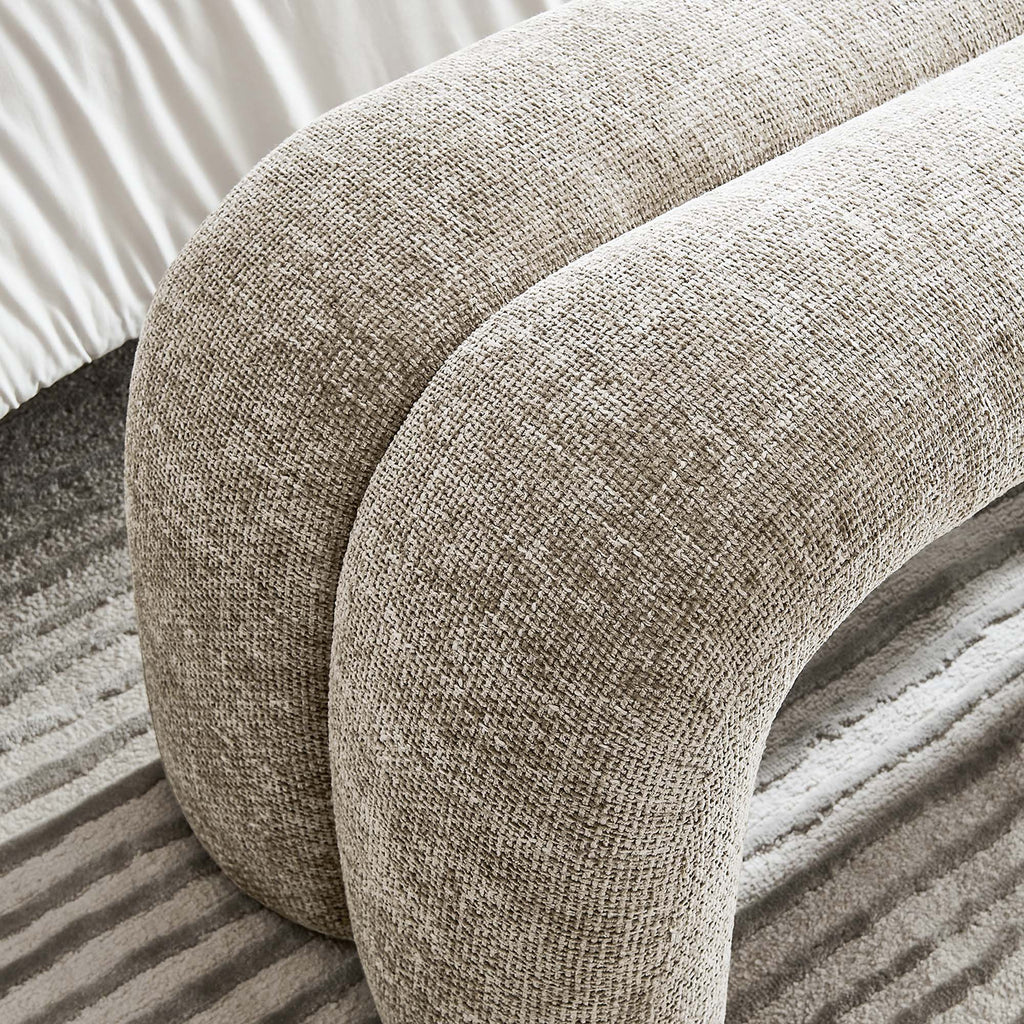 Dax 50.5" Chenille Upholstered Accent Bench - Khaki