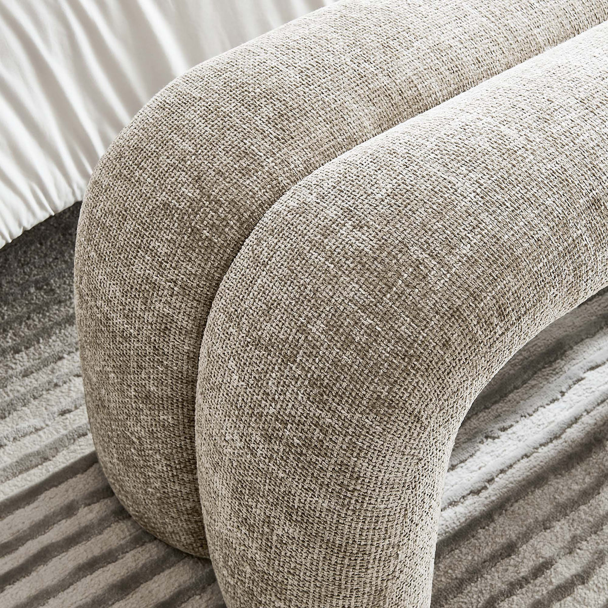 Dax 50.5" Chenille Upholstered Accent Bench - Khaki