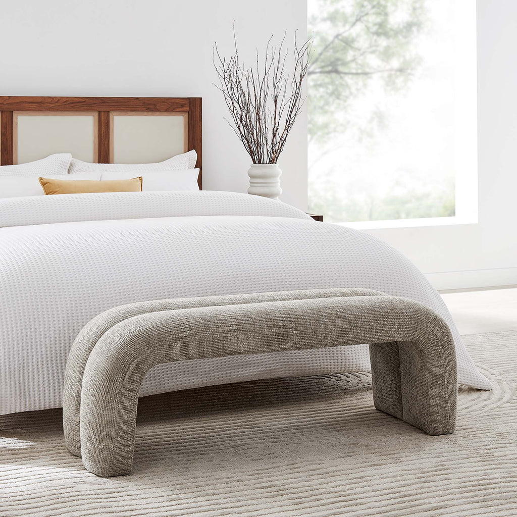 Dax 50.5" Chenille Upholstered Accent Bench - Khaki