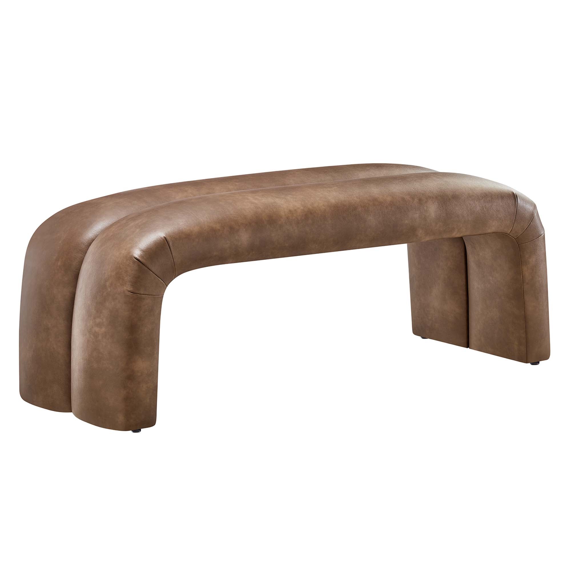 Dax 50.5" Vegan Leather Upholstered Accent Bench - Brown