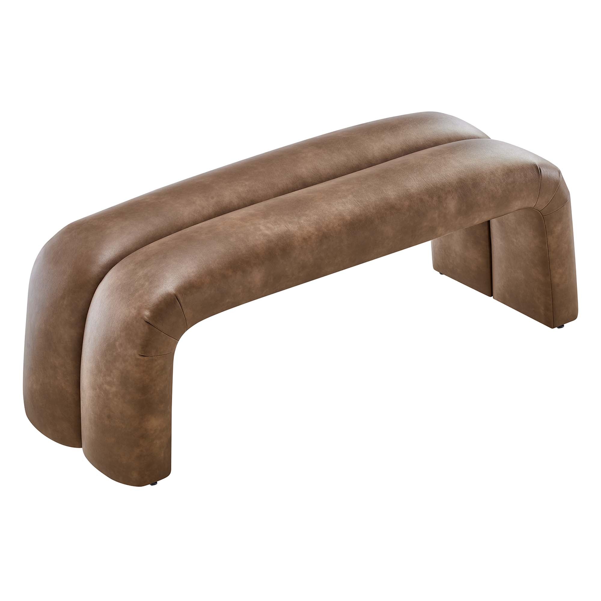 Dax 50.5" Vegan Leather Upholstered Accent Bench - Brown