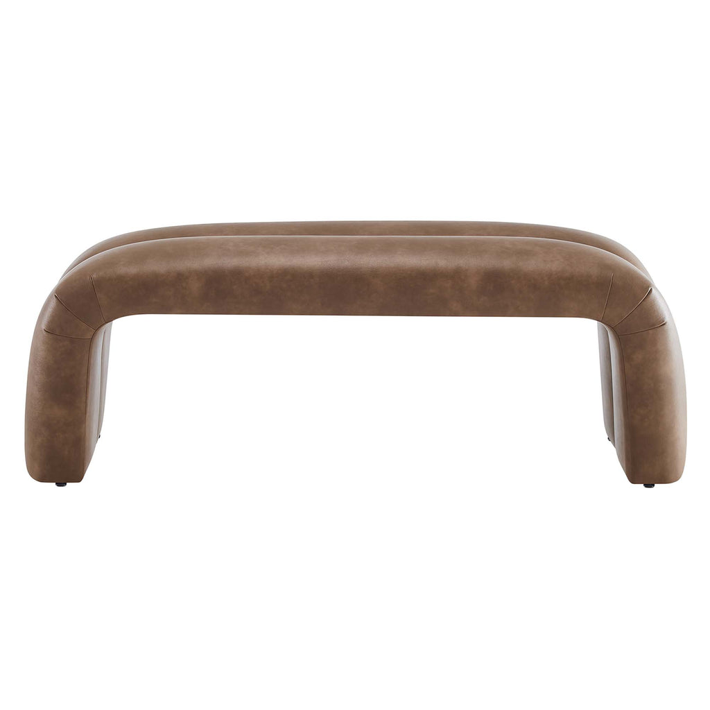 Dax 50.5" Vegan Leather Upholstered Accent Bench - Brown