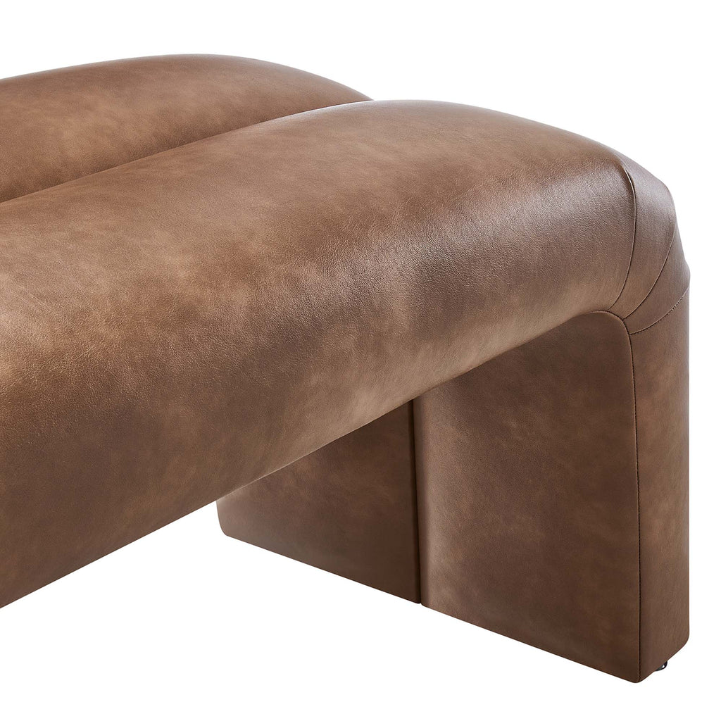 Dax 50.5" Vegan Leather Upholstered Accent Bench - Brown