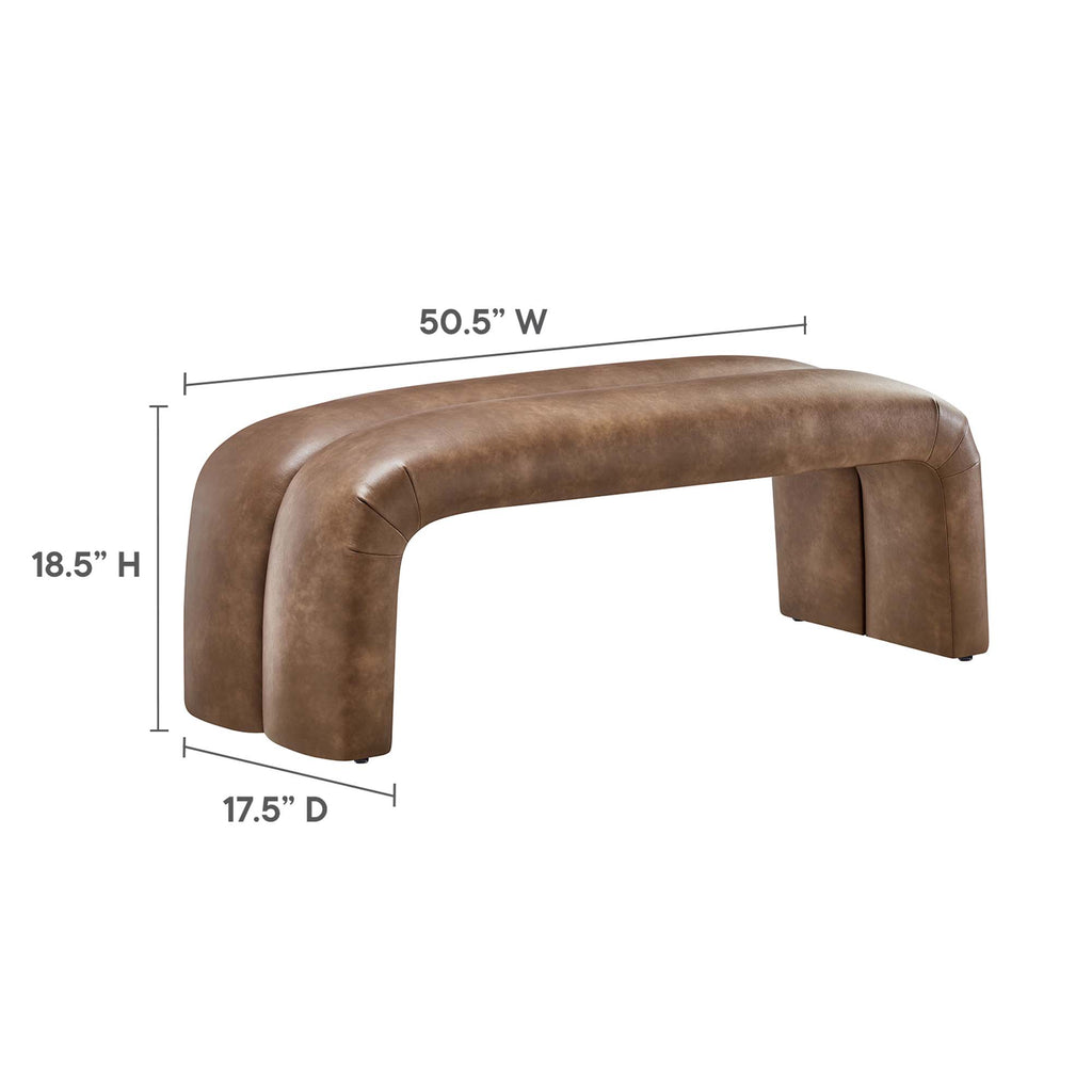 Dax 50.5" Vegan Leather Upholstered Accent Bench - Brown