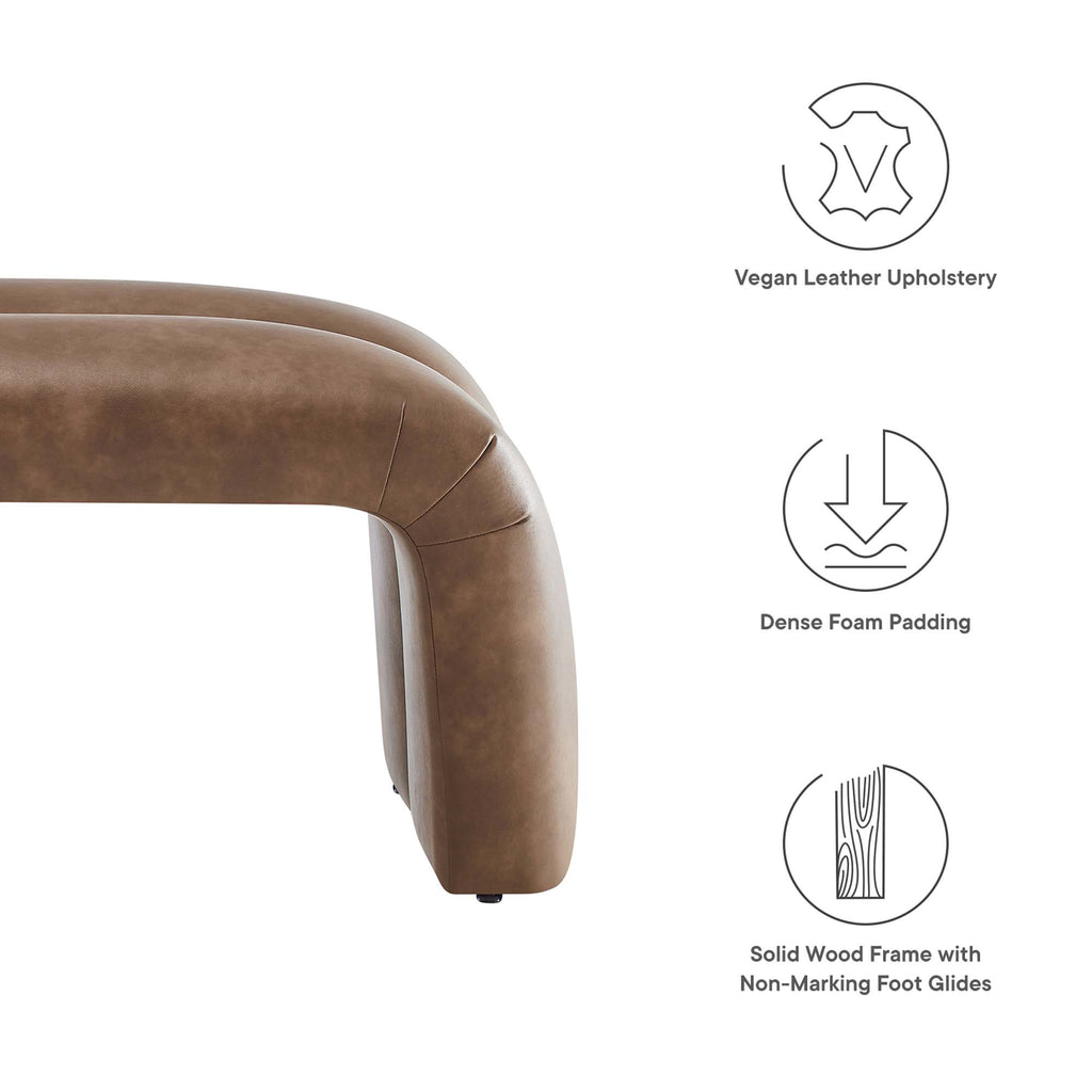 Dax 50.5" Vegan Leather Upholstered Accent Bench - Brown