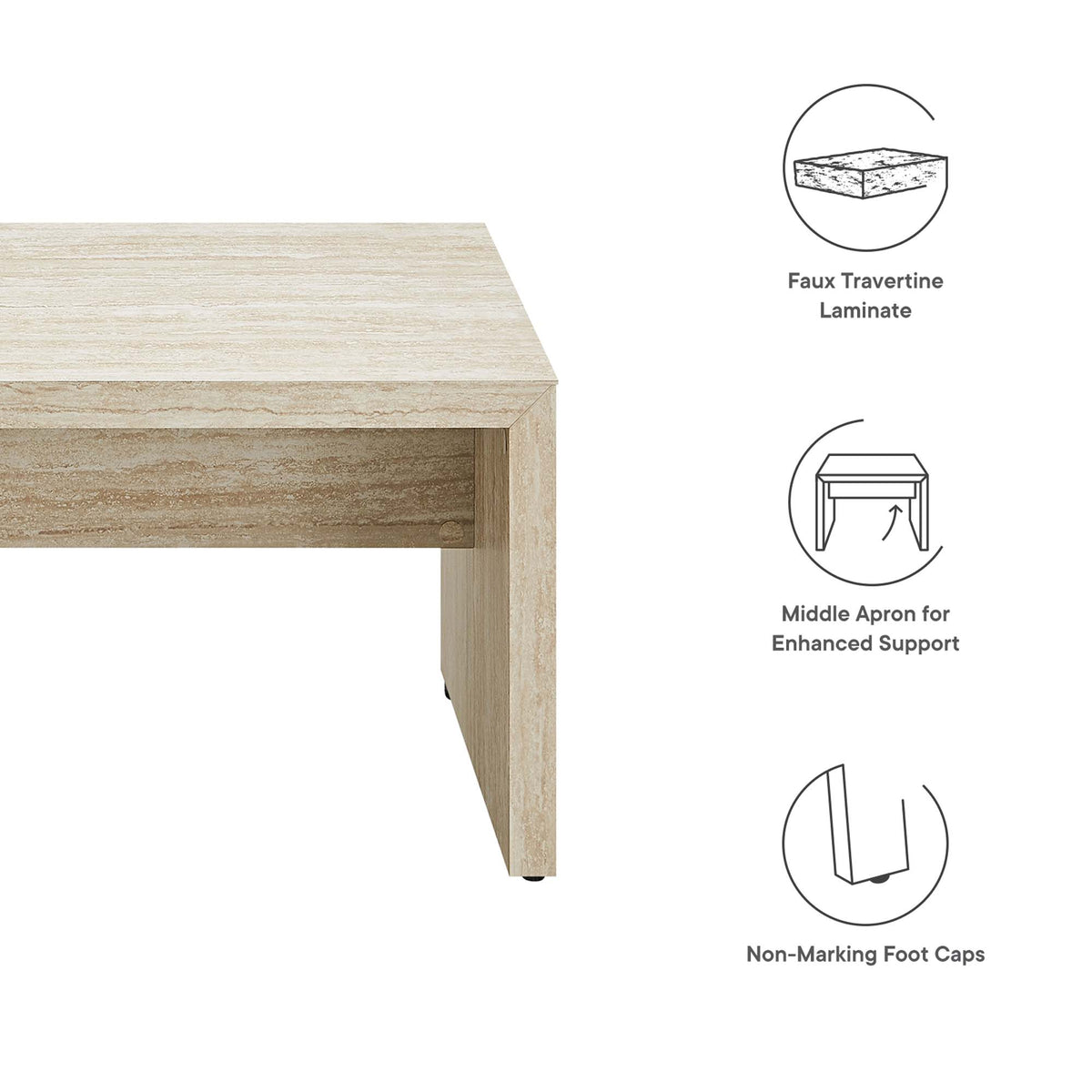 Mirella 53.5" Faux Travertine Bench